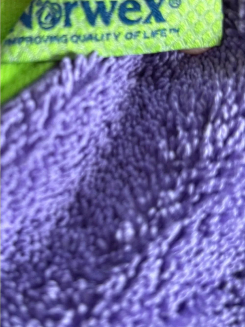 Norwex Kids Bath Towel W/ Baclock Super Soft Purple With Green Trim 47X27 Hook
